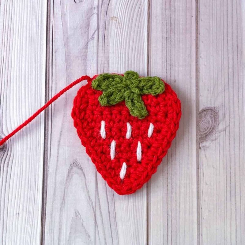 Crochet Strawberry Applique free crochet pattern by Kimberly Arenas