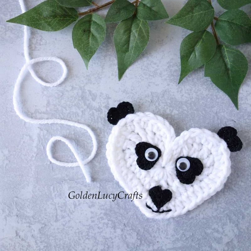 Heart Panda Applique free crochet pattern by Olena