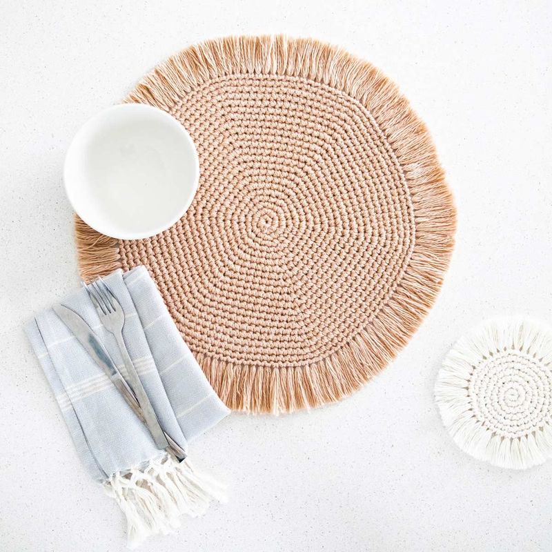 Easy Boho Placemats with Fringe free crochet pattern by Grace
