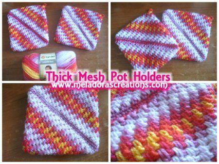 Thick Mesh Pot Holder free crochet pattern by Candy