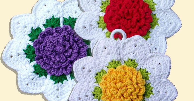 Rose Ripple Potholder free crochet pattern by Claudia Lowman