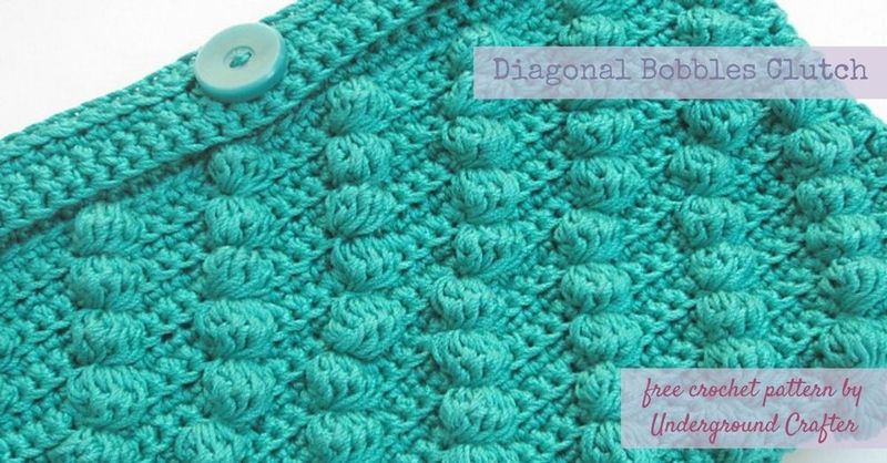 Diagonal Bobbles Clutch free crochet pattern by Marie Segares