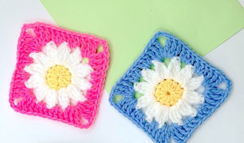 Crochet Daisy Granny Square free crochet pattern by Kimberly