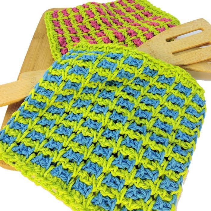Wishy Washies Tunisian Washcloths free crochet pattern by Kim Guzman