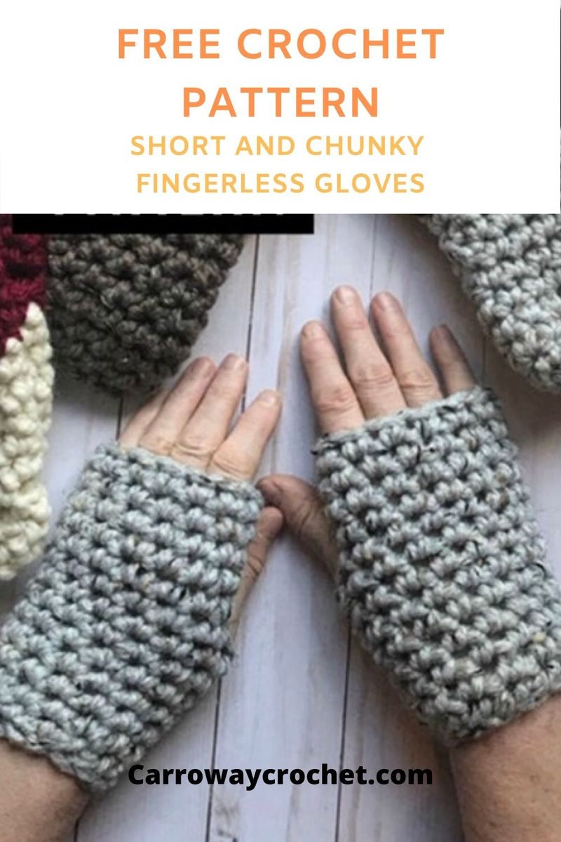 Short and Chunky Fingerless Gloves free crochet pattern by Pam Carr