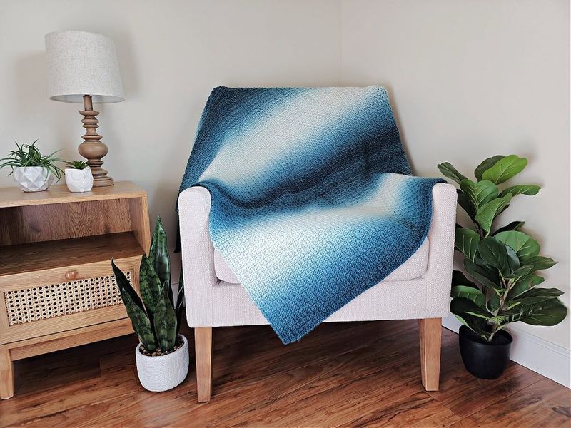 Ocean Hues Gradient Blanket free crochet pattern by Jennifer Renaud