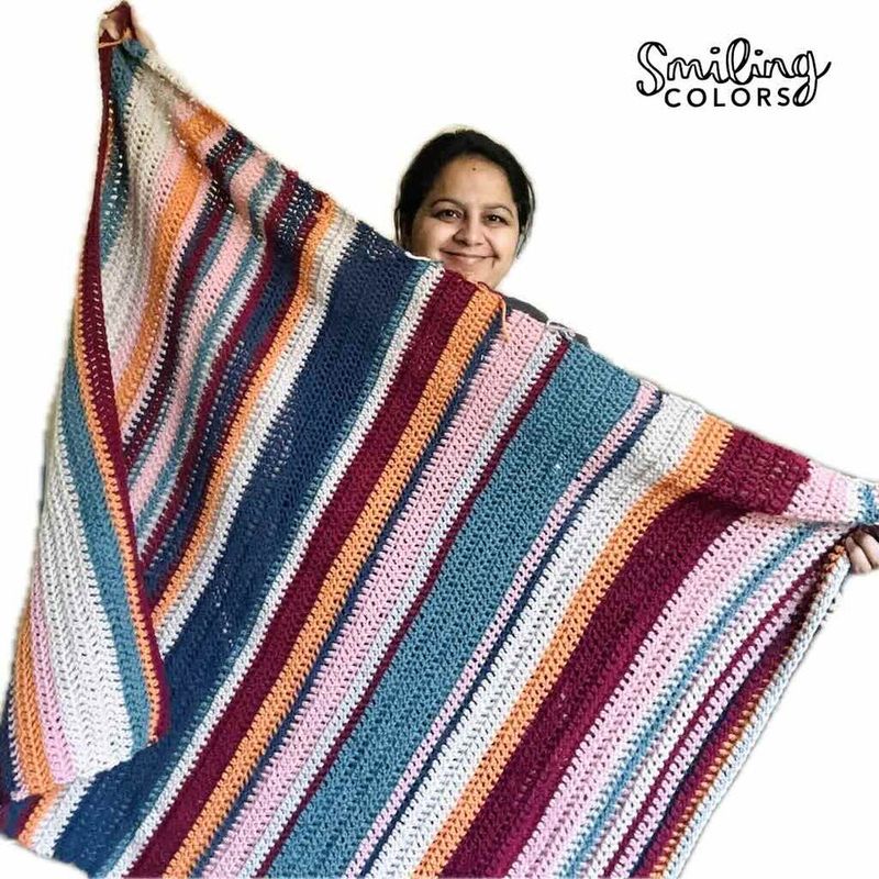 Crochet Striped Blanket Using Leftover Yarn free crochet pattern by Smitha Katti