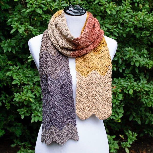 Autumn Ripple Crochet Scarf free crochet pattern by Petals to Picots