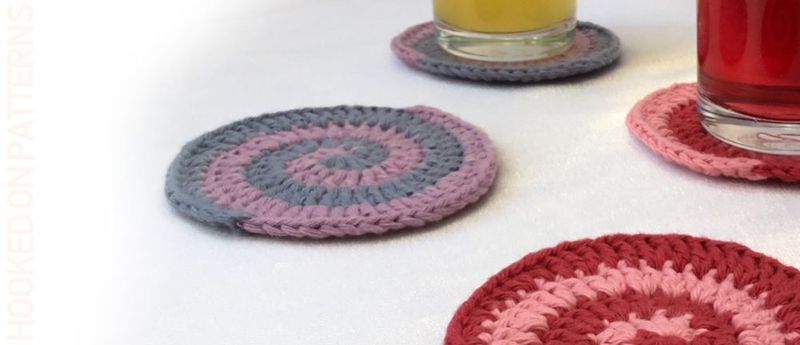 Candy Swirl Spiral Coasters free crochet pattern by Ling Ryan